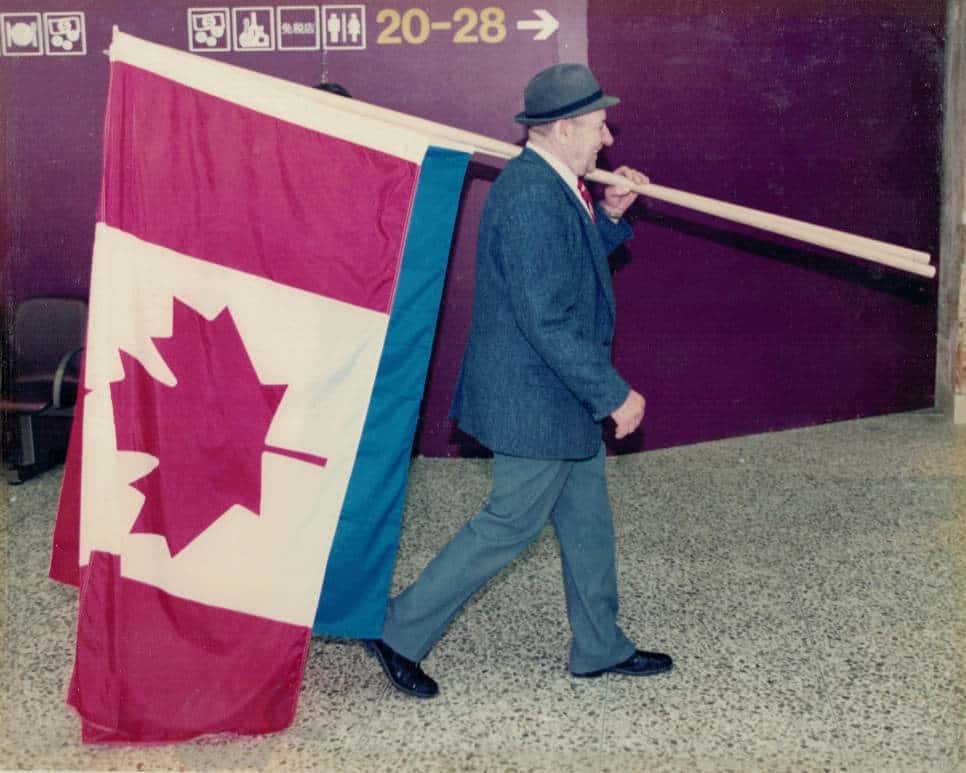 50 Years Liberation. The Canadian and Dutch flag