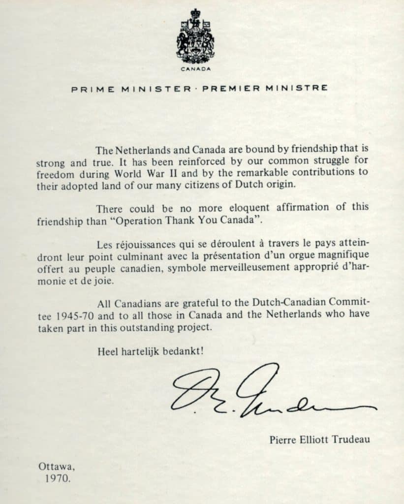 Letter Pierre Trudeau